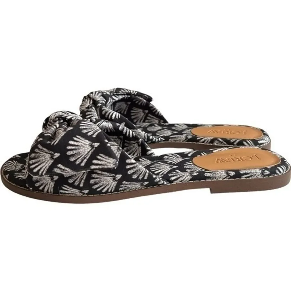 J.Crew Black Ivory Printed Knot Slide Sandals, US8 SRP: $80